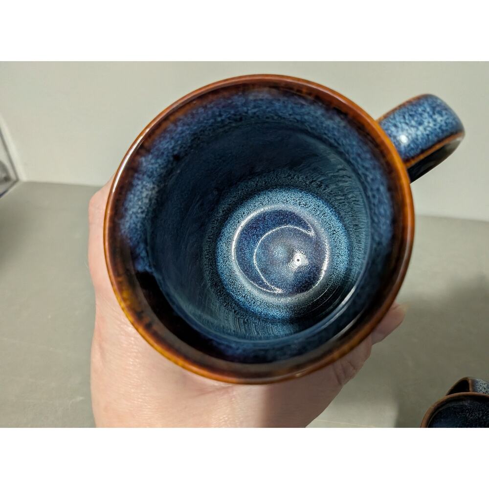 Ocean Waves by West Elm Blue & Brown Coffee Mugs Set Of 2 Discontinued - Picture 7 of 10